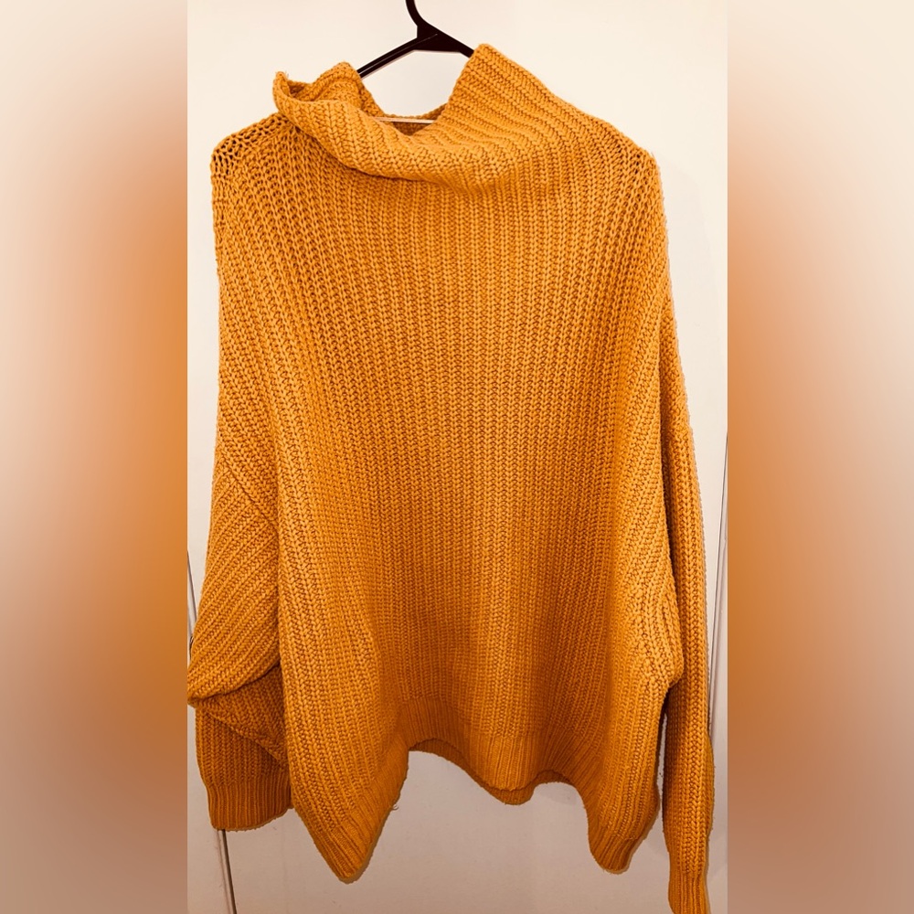 Free People Cozy Knit Sweater in Mustard Yellow